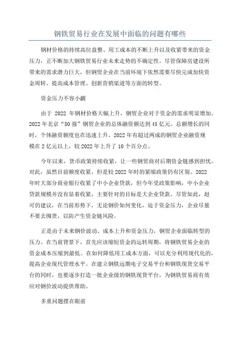 钢铁贸易行业在发展中面临的问题有哪些