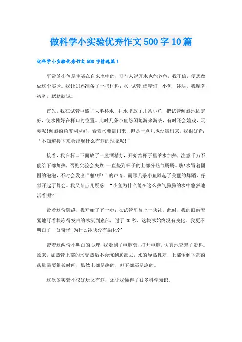做科学小实验优秀作文500字10篇