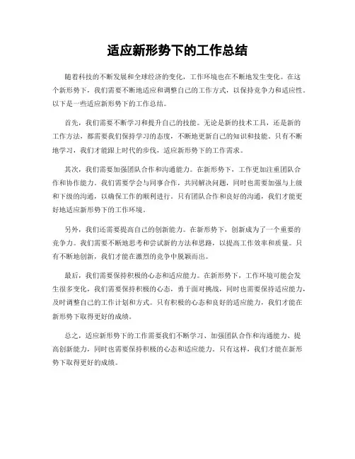 适应新形势下的工作总结