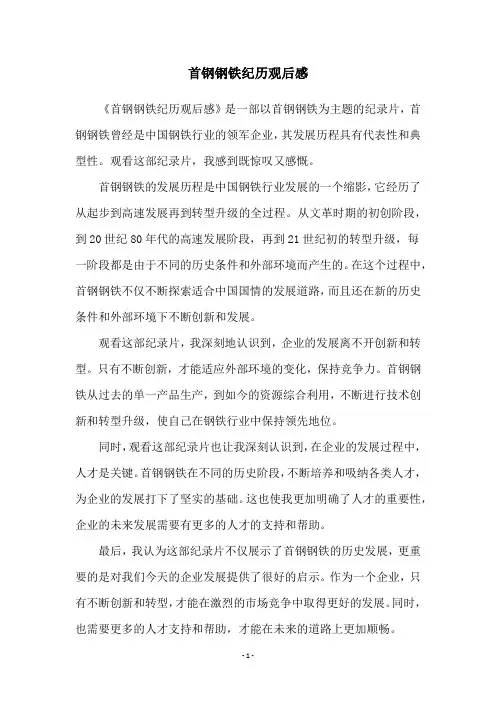 首钢钢铁纪历观后感