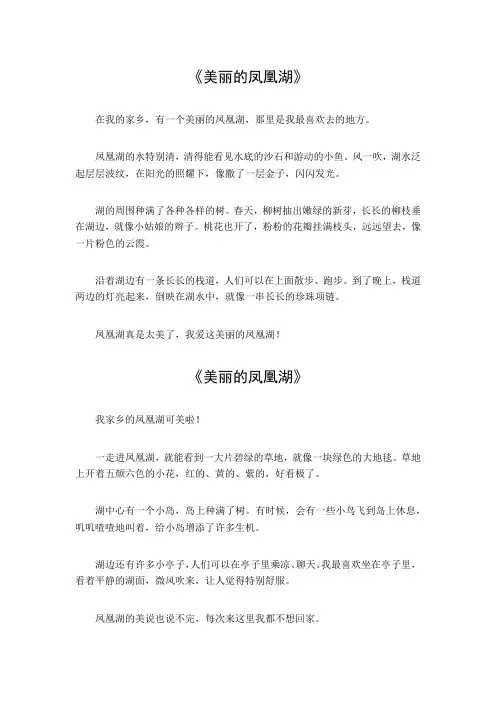 四年级作文美丽的凤凰湖