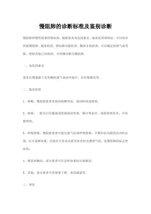 慢阻肺的诊断标准及鉴别诊断