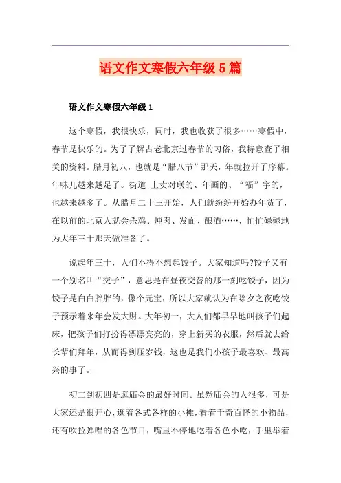 语文作文寒假六年级5篇