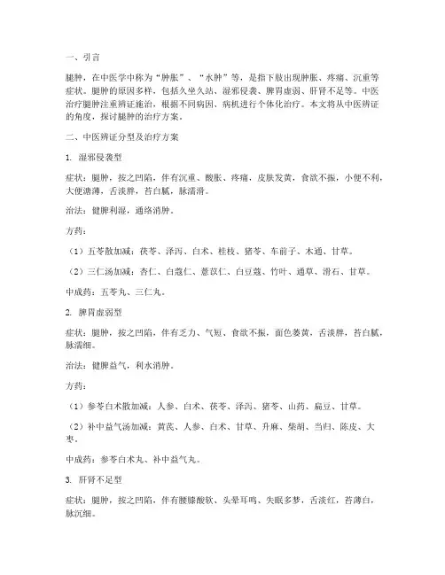 腿肿的中医辨证治疗方案