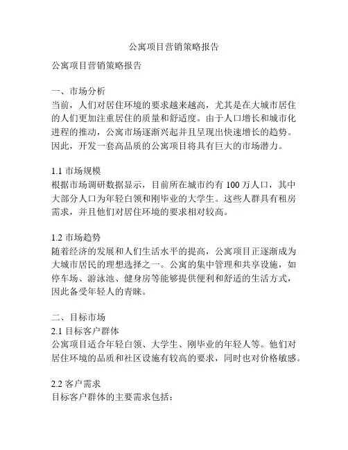 公寓项目营销策略报告