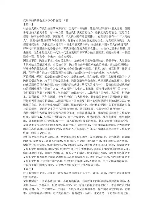 我眼中的的社会主义核心价值观 11篇