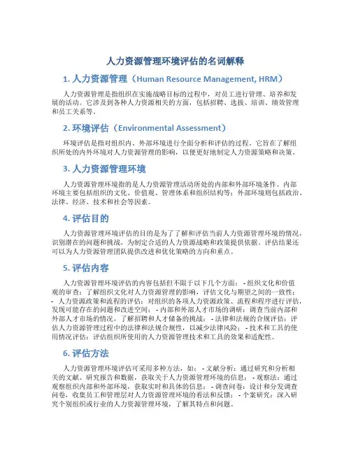人力资源管理环境评估的名词解释