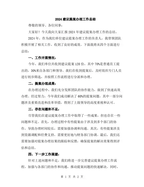 2024建议提案办理工作总结