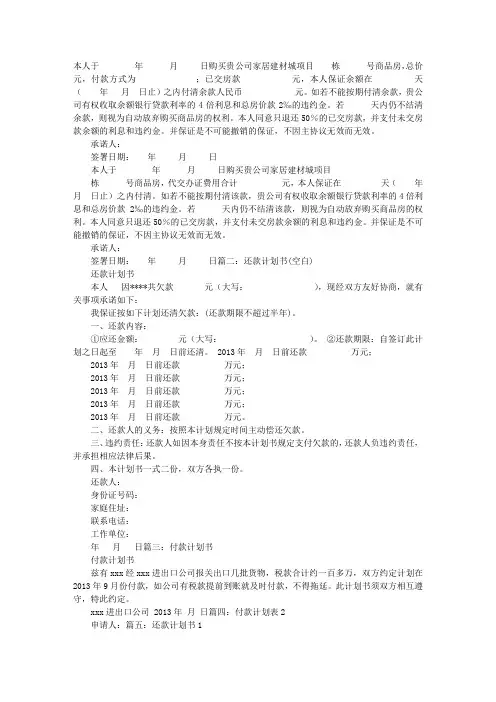 付款计划书