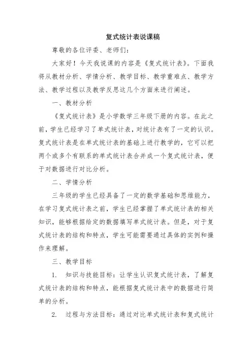 复式统计表说课稿