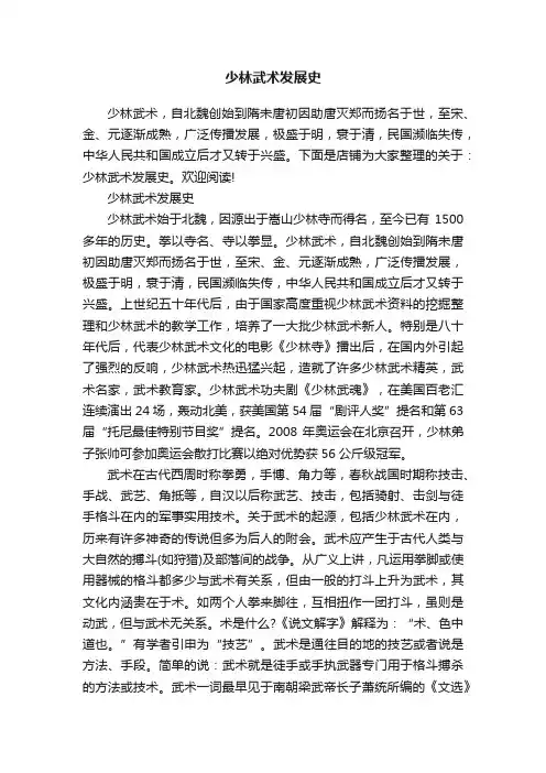 少林武术发展史