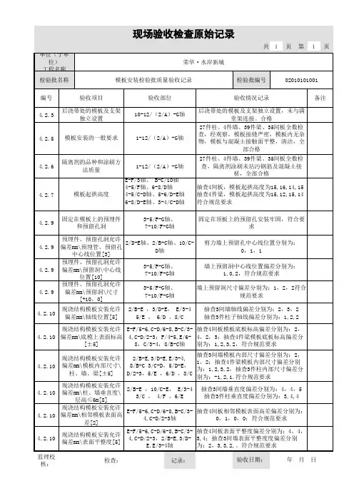模板安装原始记录