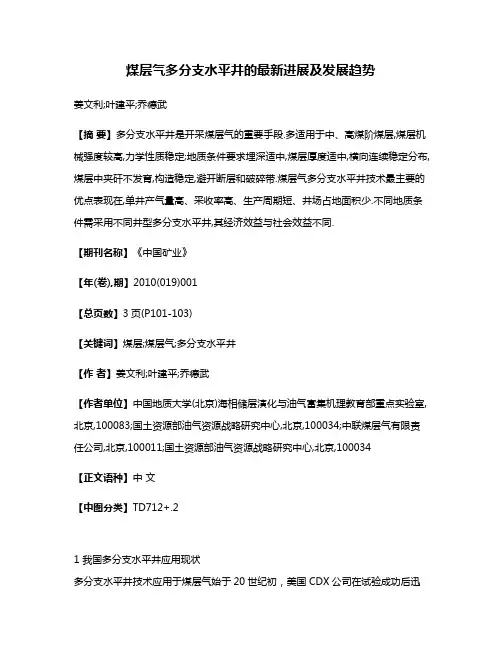 煤层气多分支水平井的最新进展及发展趋势