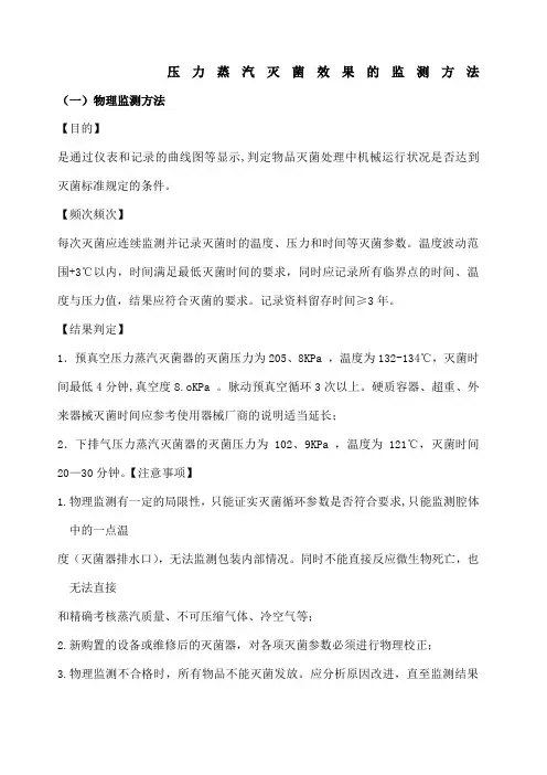 压力蒸汽灭菌效果的监测方法 