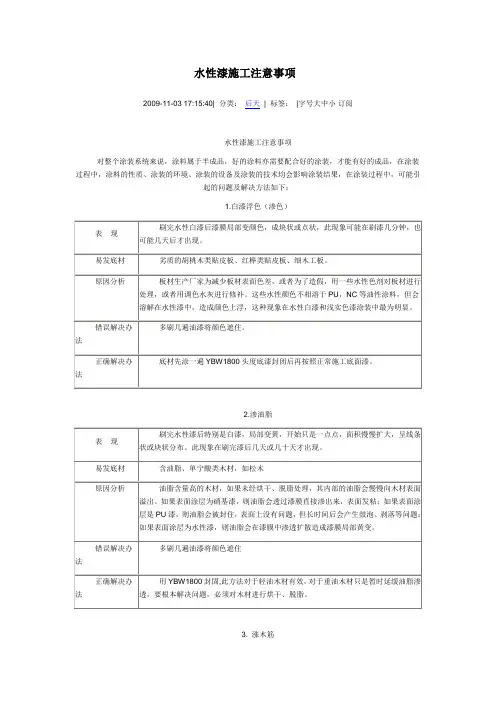 水性漆施工问题处理