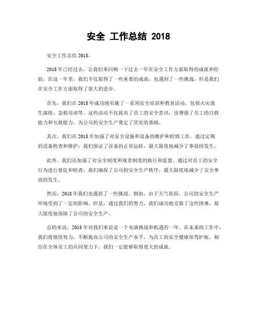安全 工作总结 2018