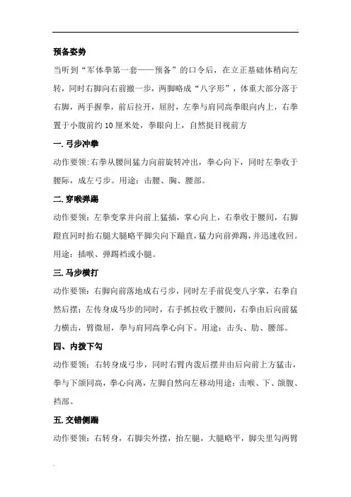 军体拳16动作名称