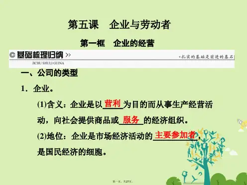 高中政治第五课第一框企业的经营课件新人教版必修1