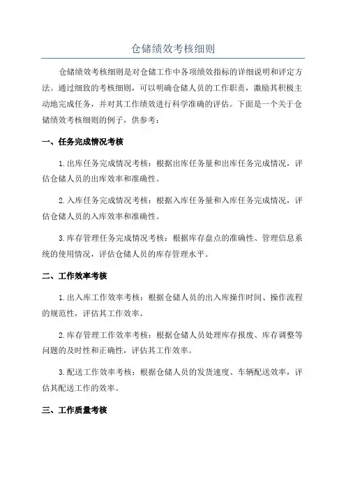 仓储绩效考核细则