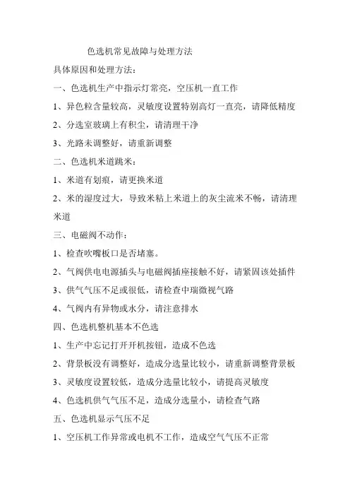 色选机常见故障与处理方法