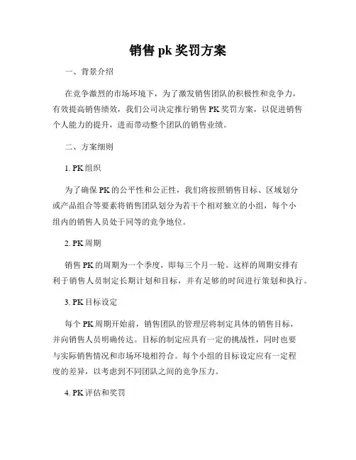 销售pk奖罚方案