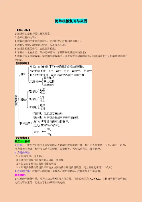 人教版八年级物理第十二章简单机械复习与巩固