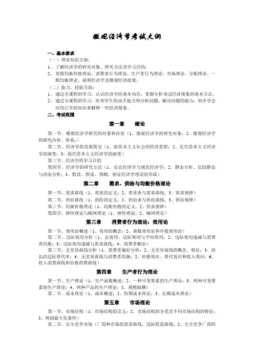 微观经济学考试大纲