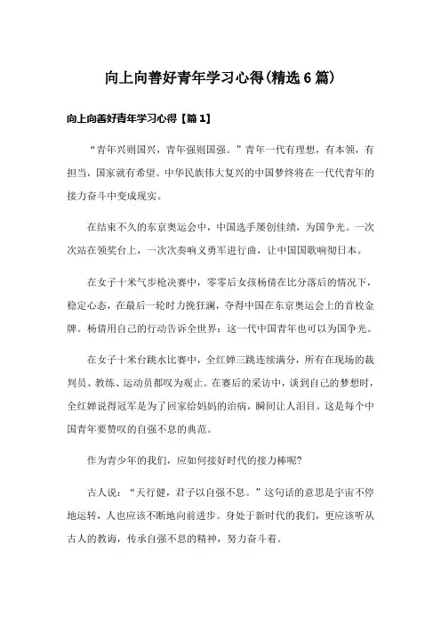 向上向善好青年学习心得(精选6篇)