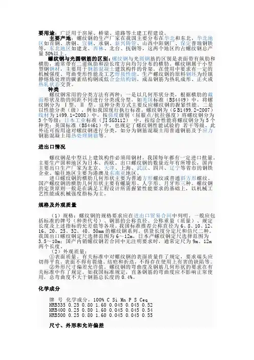 螺纹钢基本数据