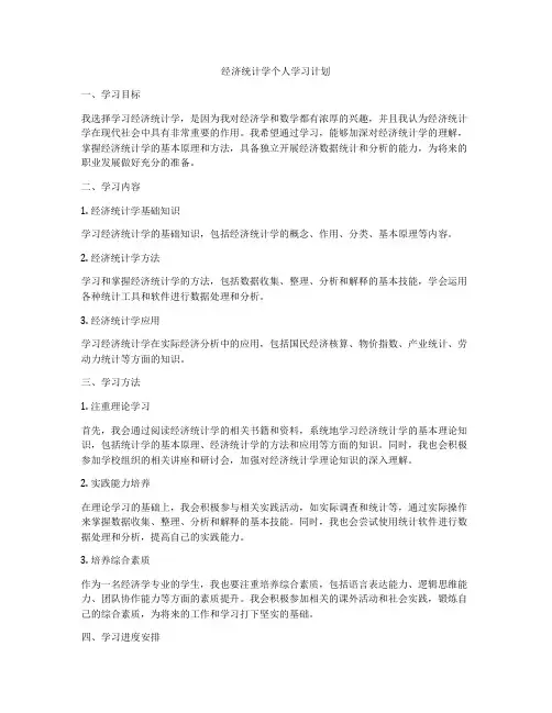 经济统计学个人学习计划