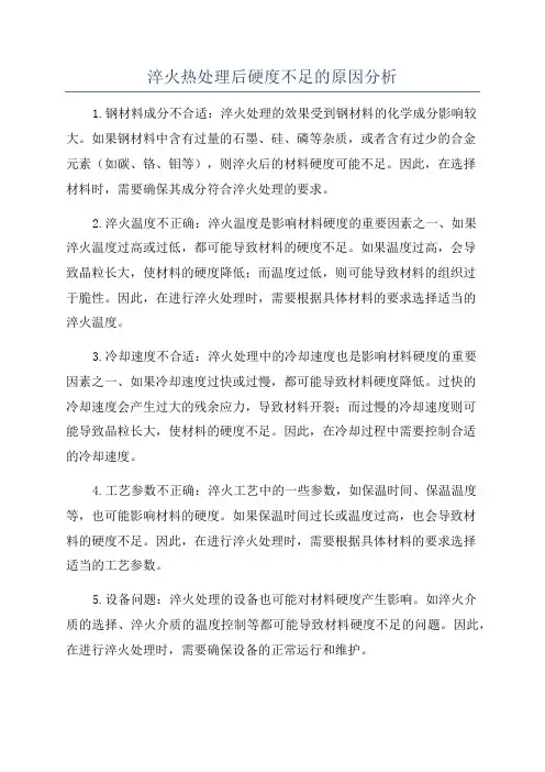淬火热处理后硬度不足的原因分析