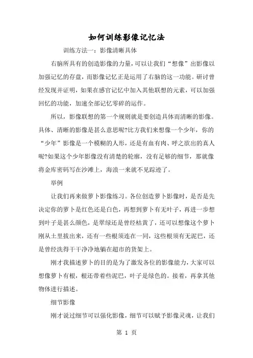 如何训练图像记忆法-经典教学教辅文档