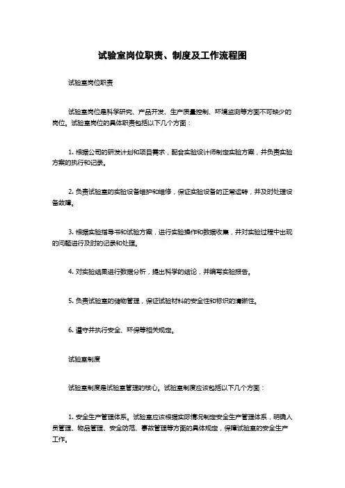 试验室岗位职责、制度及工作流程图