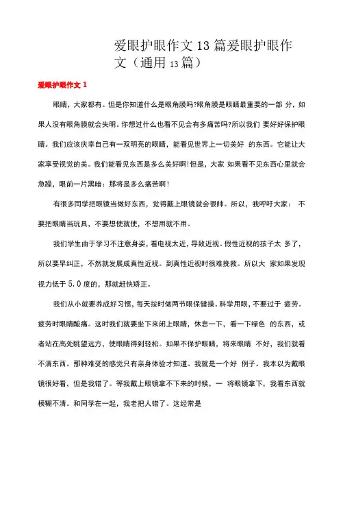 爱眼护眼作文13篇