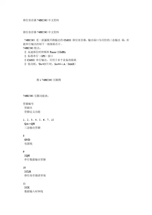 移位寄存器74HC595中文资料