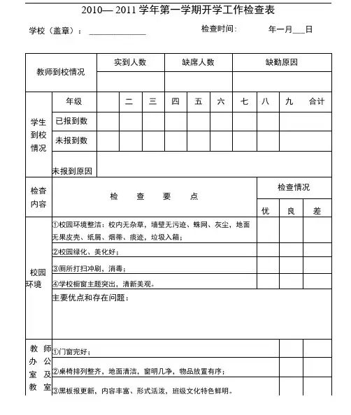 开学工作检查表