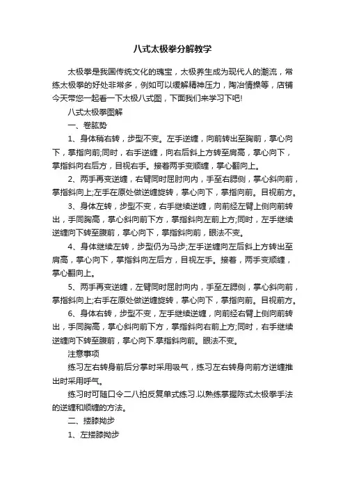 八式太极拳分解教学