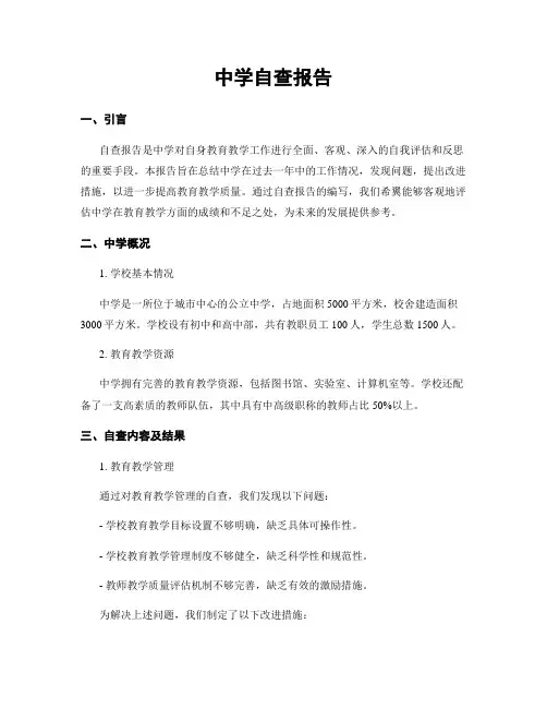 中学自查报告