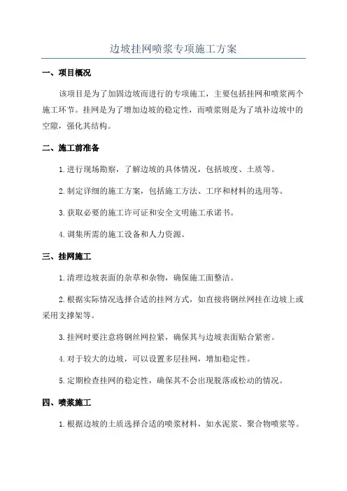 边坡挂网喷浆专项施工方案