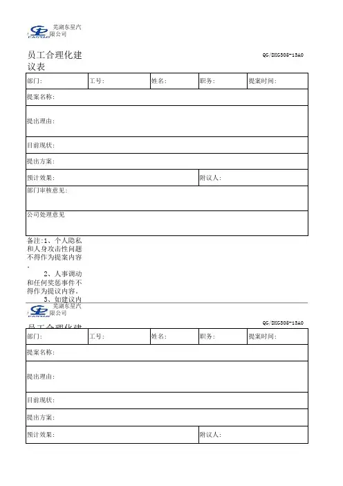 员工合理化建议表