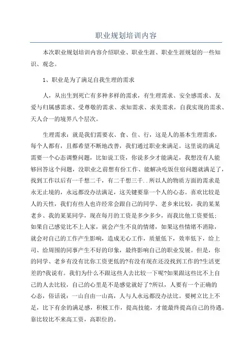 职业规划培训内容