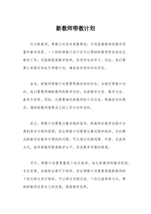 新教师带教计划
