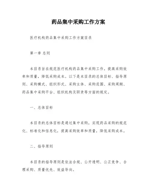 药品集中采购工作方案
