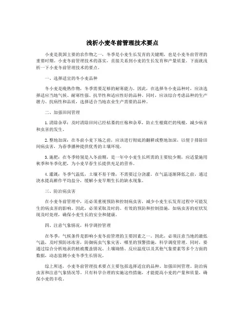 浅析小麦冬前管理技术要点
