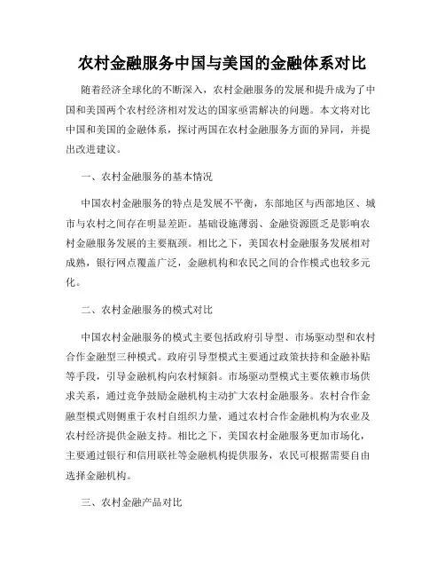 农村金融服务中国与美国的金融体系对比