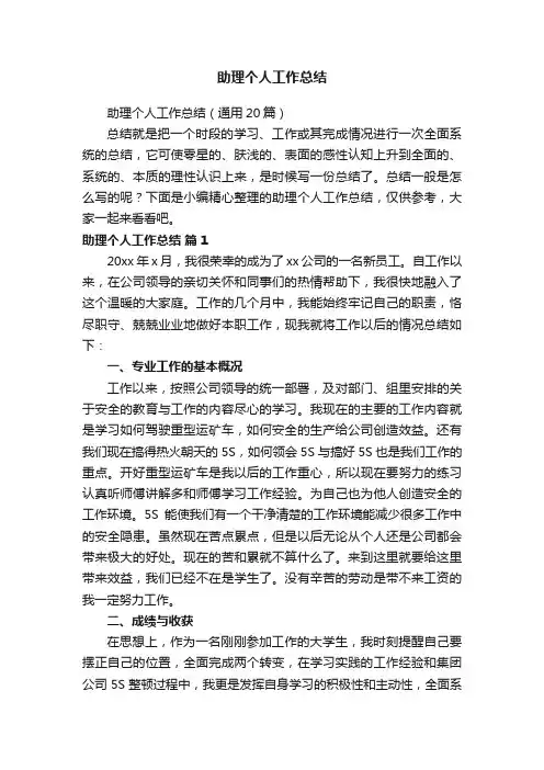 助理个人工作总结