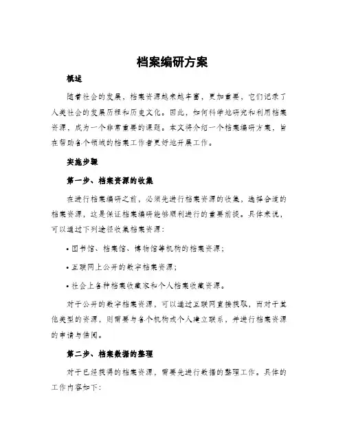档案编研方案