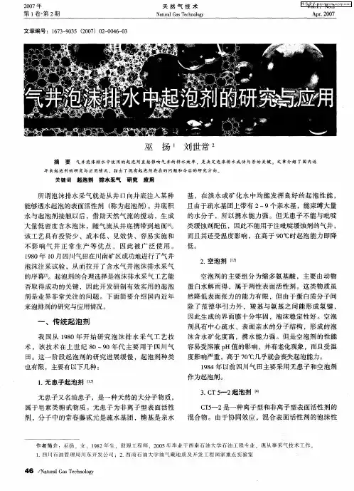 气井泡沫排水中起泡剂的研究与应用