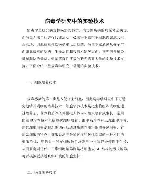 病毒学研究中的实验技术