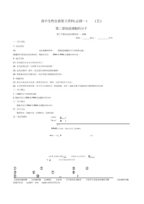 高中生物全套复习资料(必修一)(5)：第二章：第3节遗传信息携带者—核酸doc